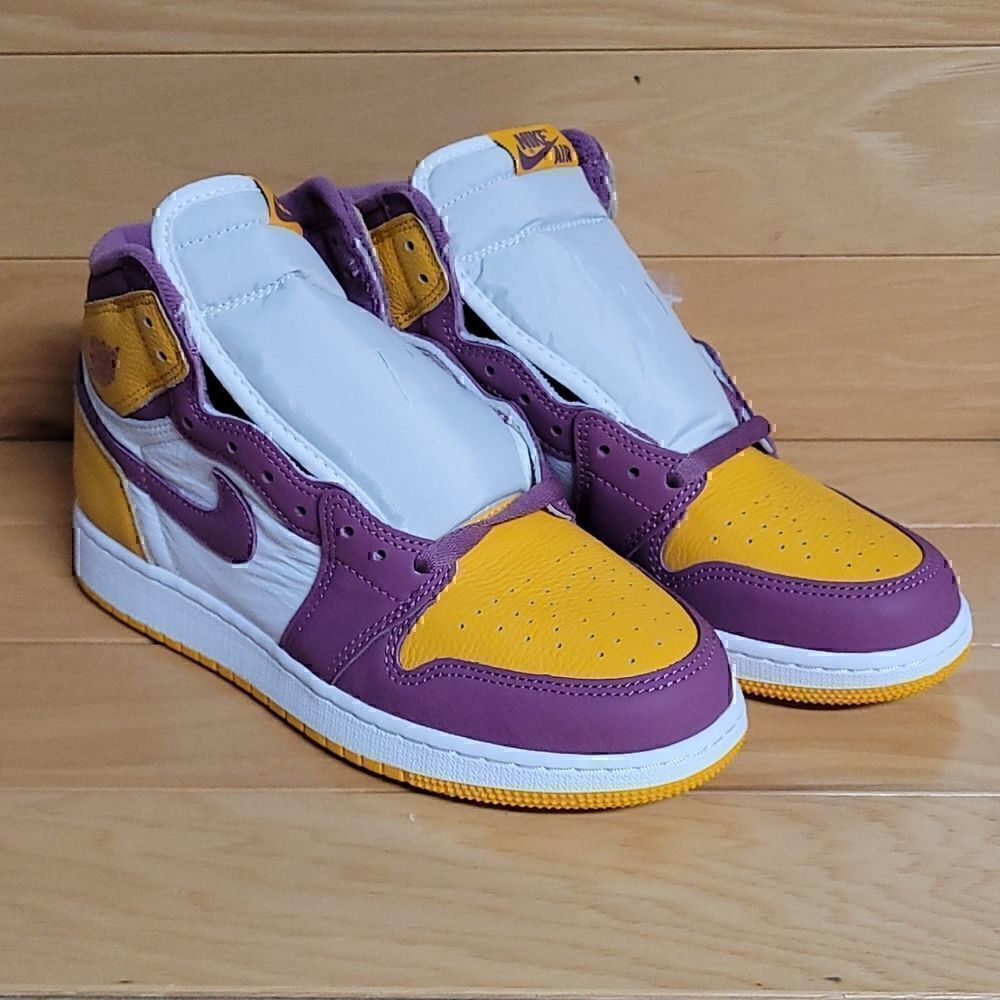 Air Jordan 1 Retro High OG GS Brotherhood University Gold Bordeaux 575441-706 - Picture 2 of 11